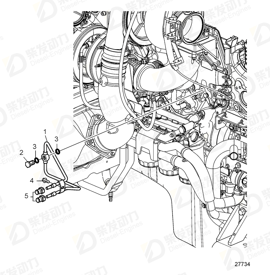 volvo penta Water pipe 23177941 Drawing volvo penta Water pipe 23177941 Drawing
